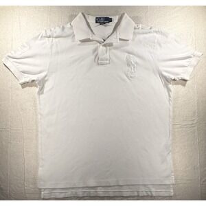 Polo Ralph Lauren White Big Pony Polo Shirt Men's Large #3 Sleeve Embroidered